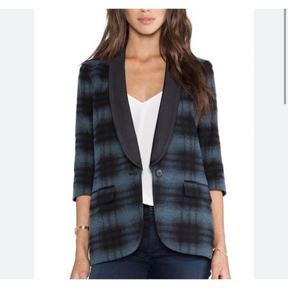 SmytheBlue and Black plaid blazer